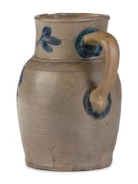 A One Gallon Cobalt Decorated Stoneware Pitcher