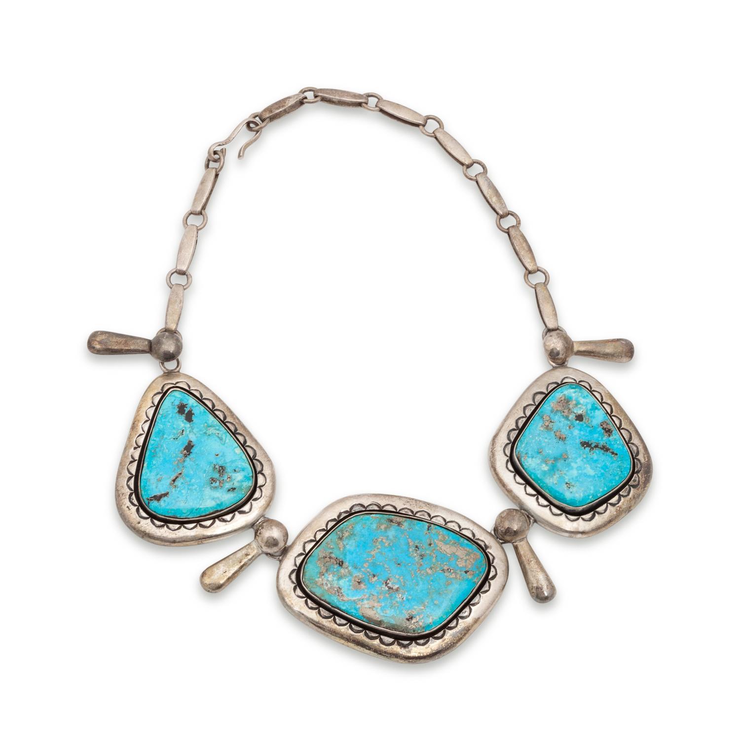 Sterling Silver and Morenci Turquoise Necklace