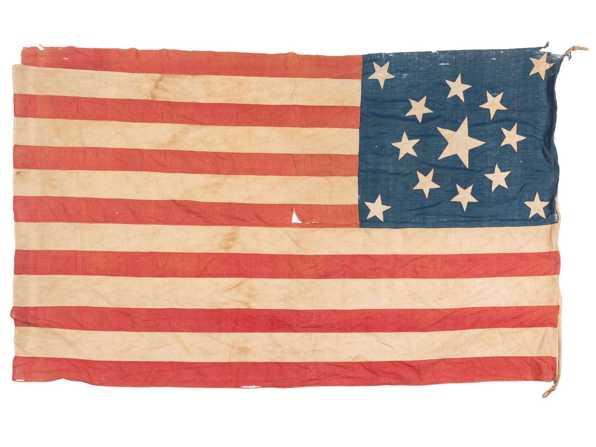 [FLAGS]. 13-star American flag with medallion pattern. Ca late 19th-early 20th century.