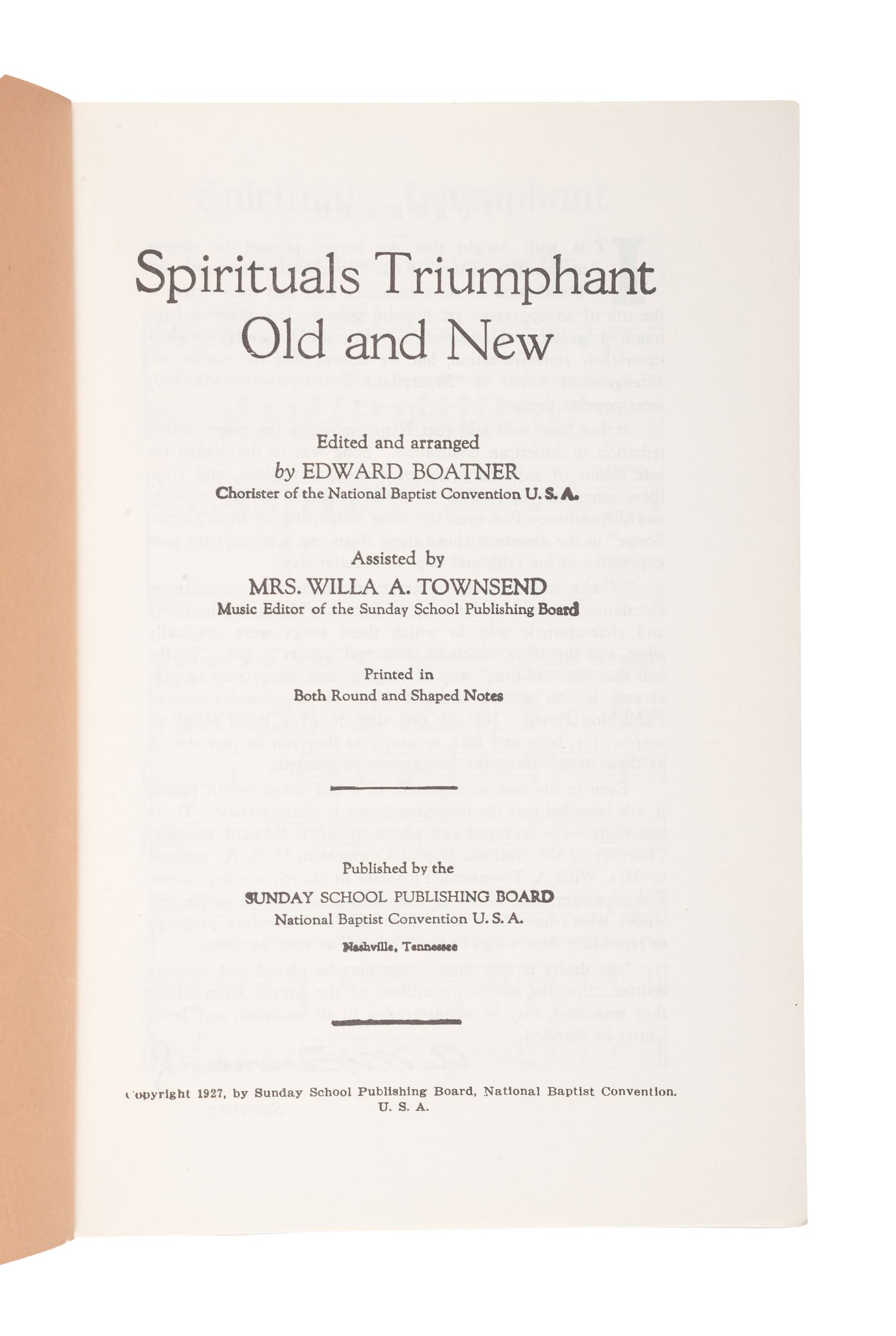 [MUSIC]. 4 publications, incl. The Lover's Forget-Me-Not, and Songs of Beauty...with all the Late Negro Melodie s (1845) and Jubilee Songs and Plantation Melodies (1884).