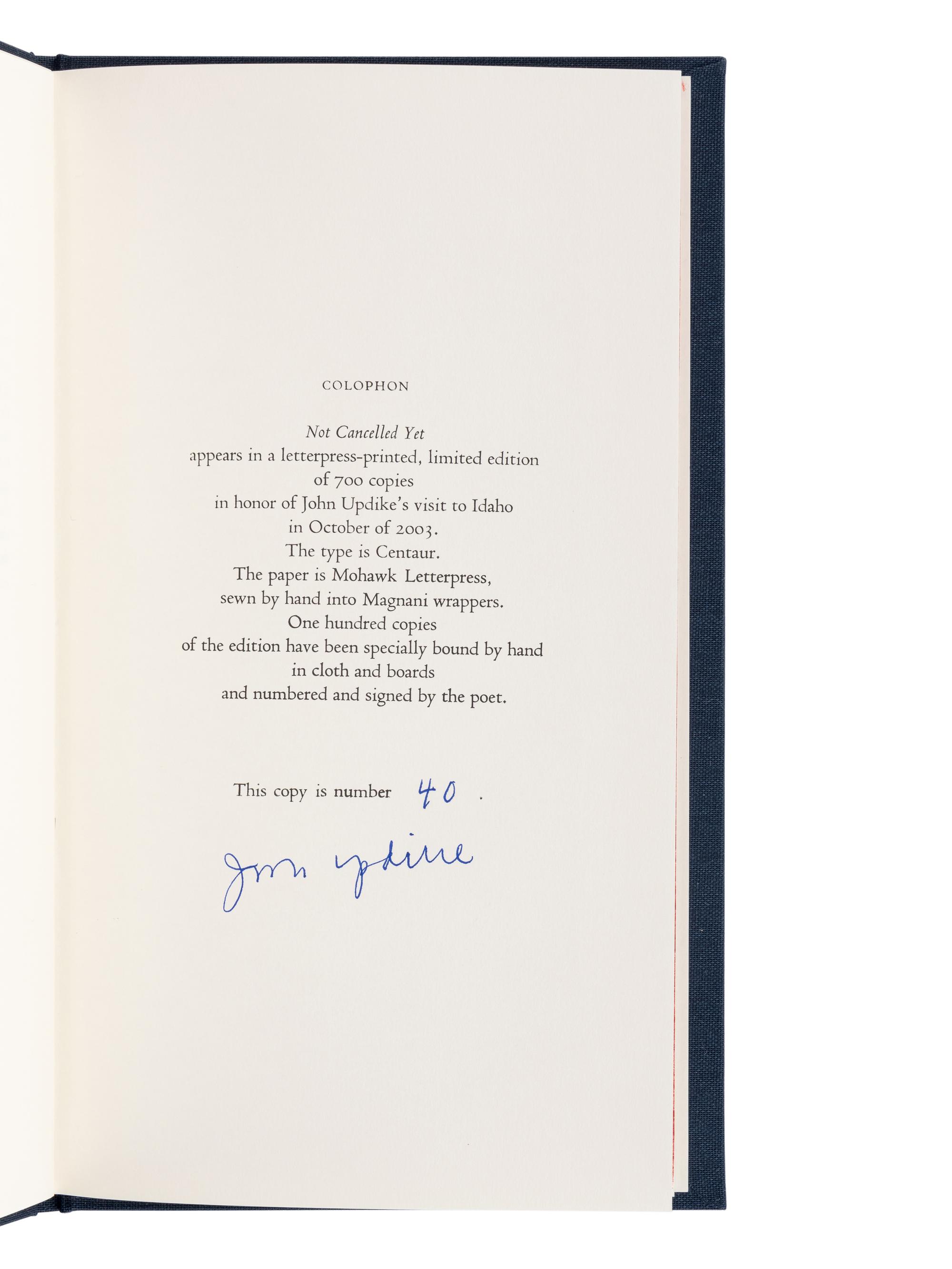UPDIKE, John (1932-2009). A group of 10 fine press limited editions of Updike’s works, MANY SIGNED, comprising: