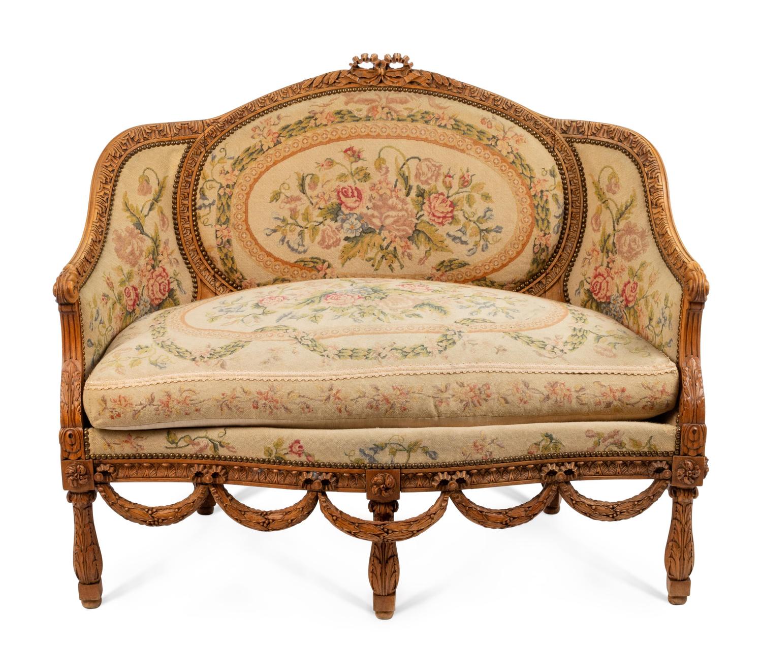 A Louis XVI Style Carved Beechwood Marquise