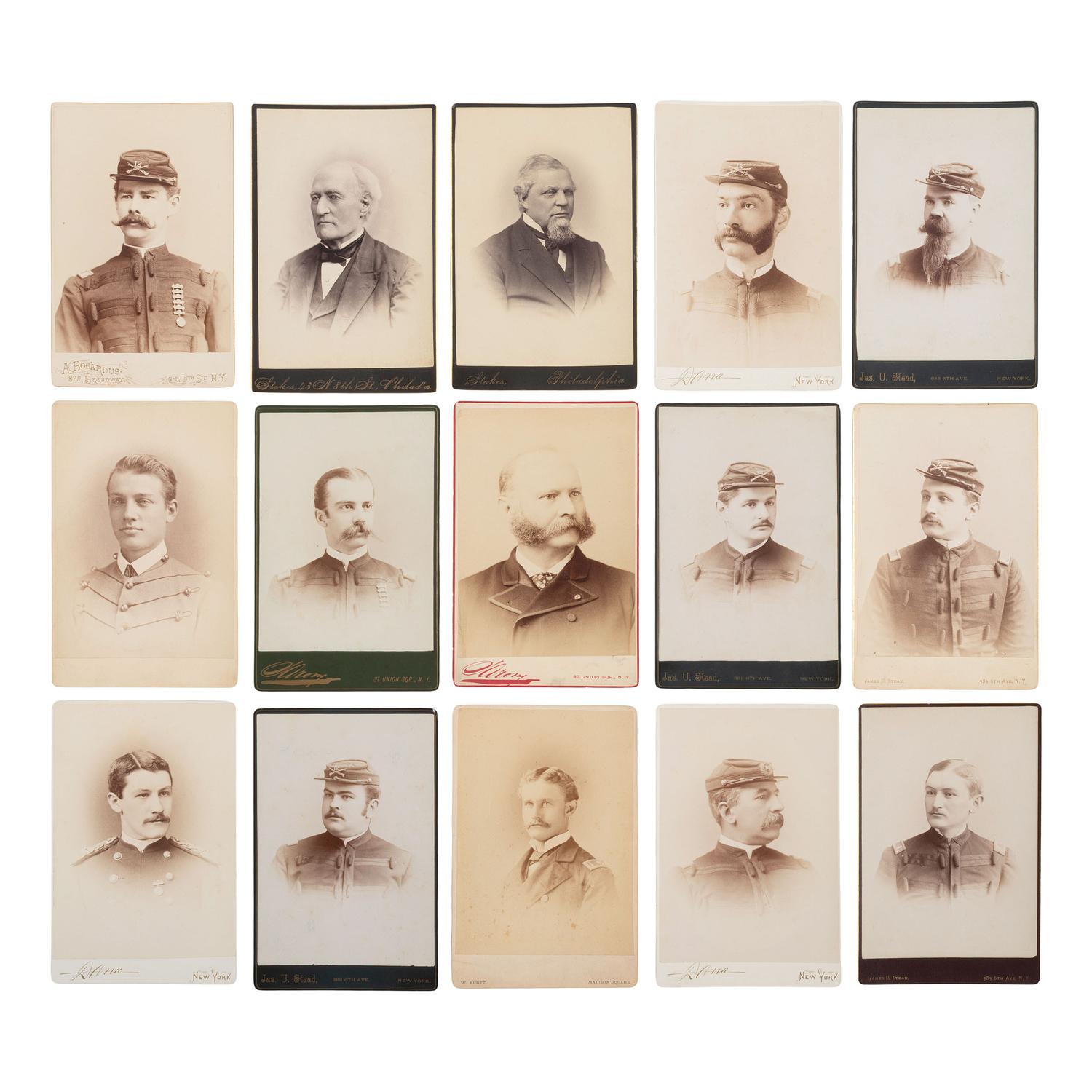 [Early Photography] Group of 46 Cabinet Cards of Officers and Enlisted men, ca 1870s-1900s