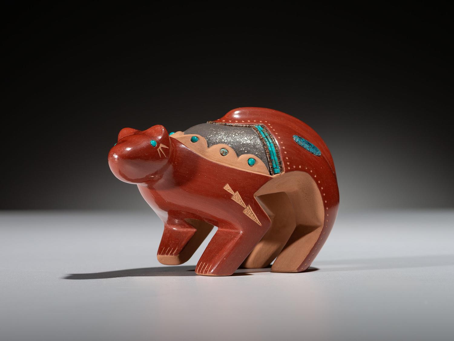 Pottery Bear, with Tuquoise and Heishi