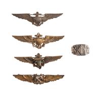 [WORLD WAR II]. A group of 5 items, incl. naval pilots' wings and dragon ring.