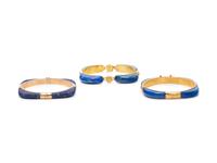 COLLECTION OF YELLOW GOLD AND LAPIS LAZULI BRACELETS