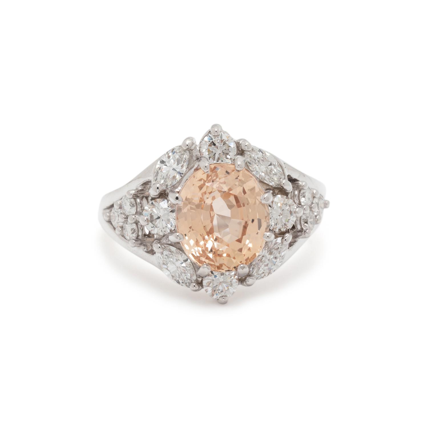 UNHEATED YELLOW-ORANGE SAPPHIRE AND DIAMOND RING