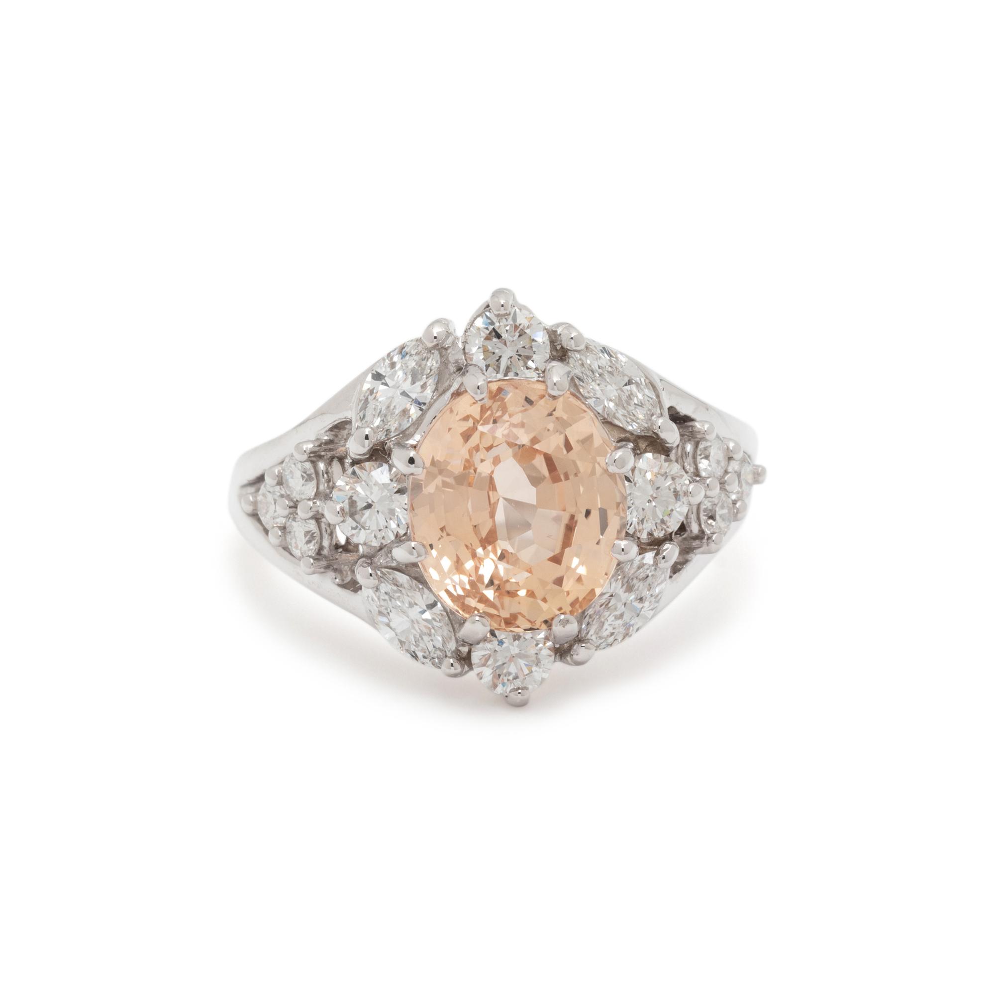 UNHEATED YELLOW-ORANGE SAPPHIRE AND DIAMOND RING