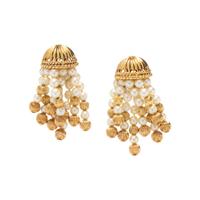 CULTURED PEARL AND YELLOW GOLD TASSEL EARRINGS