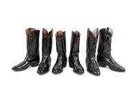 Three Pairs of Black Lucchese Western Boots