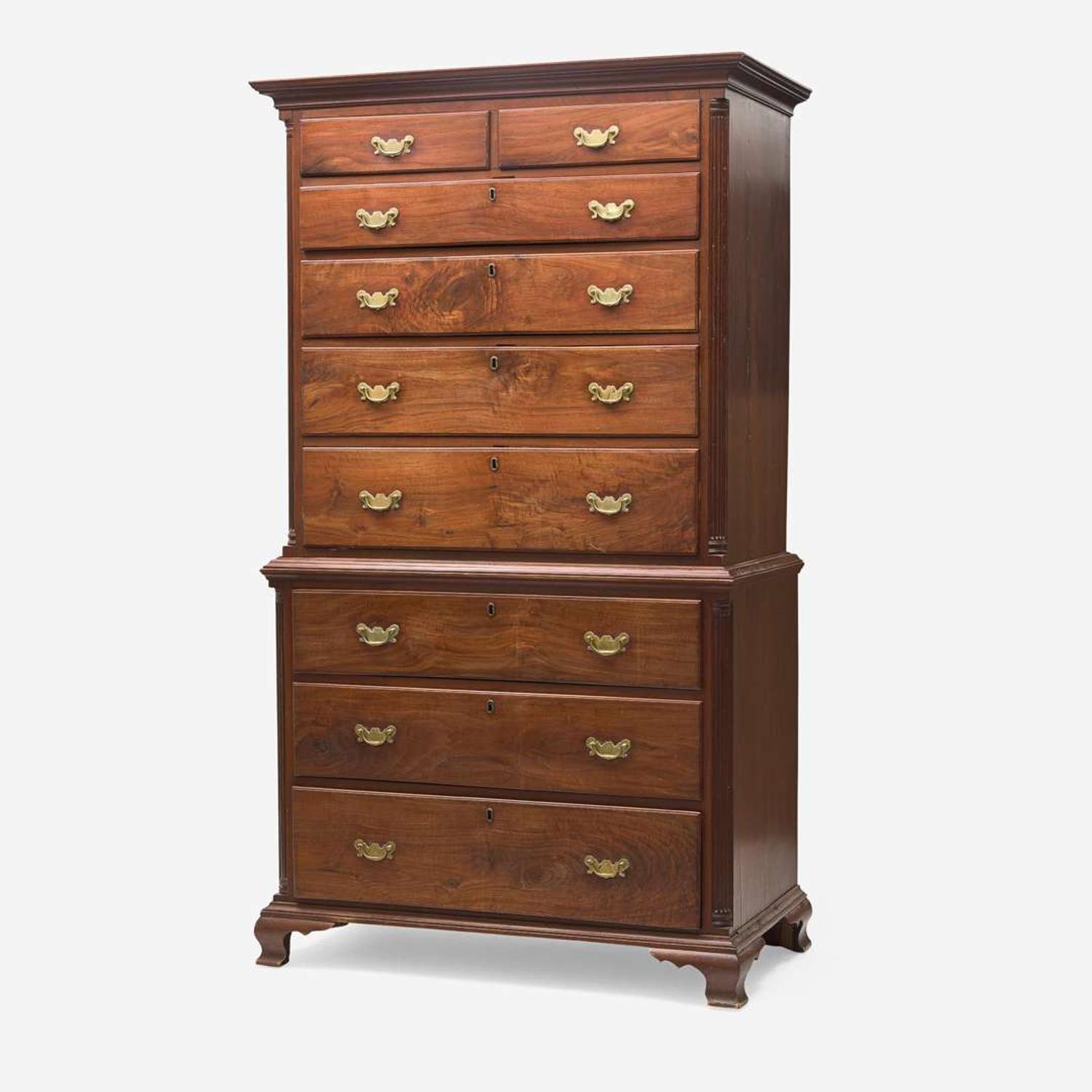 A Chippendale walnut chest-on-chest Philadelphia, PA, late 18th century