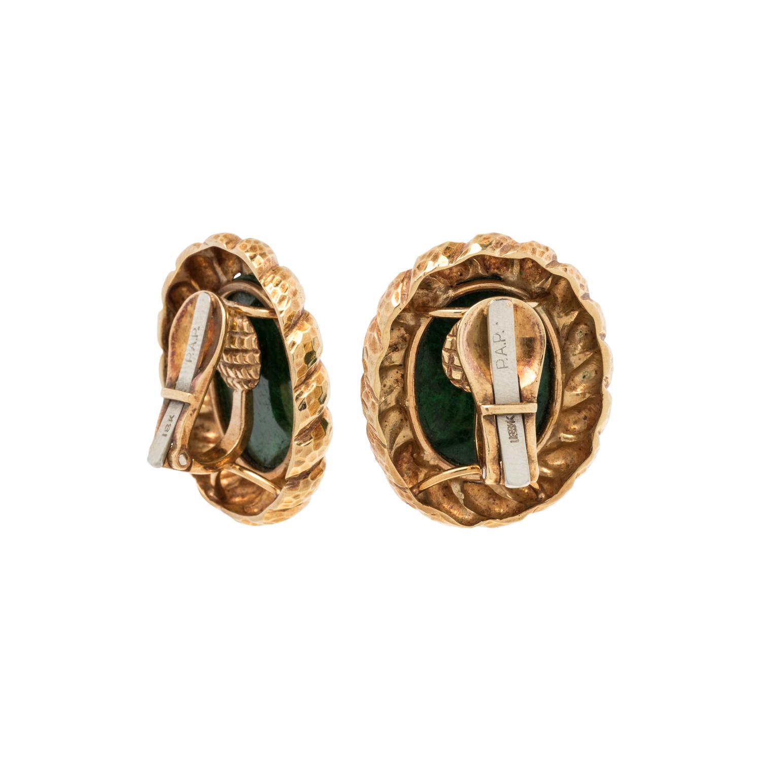 YELLOW GOLD AND MAW-SIT-SIT EARCLIPS