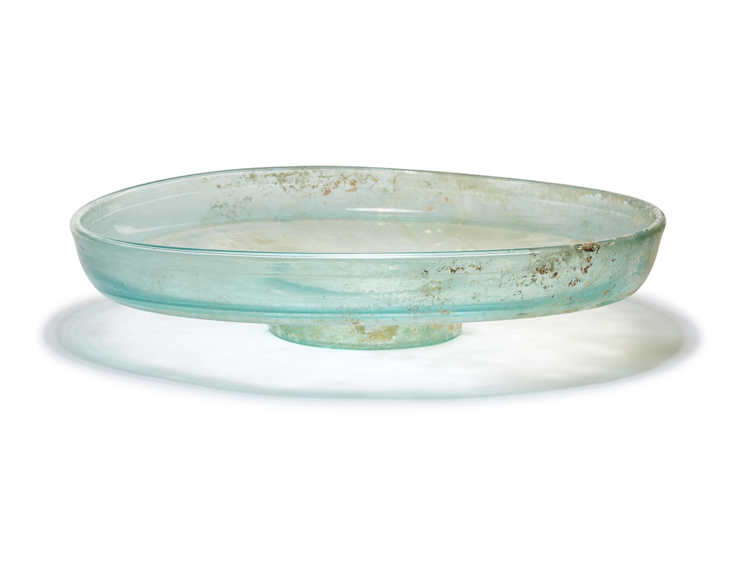 Three Roman Green Glass Plates