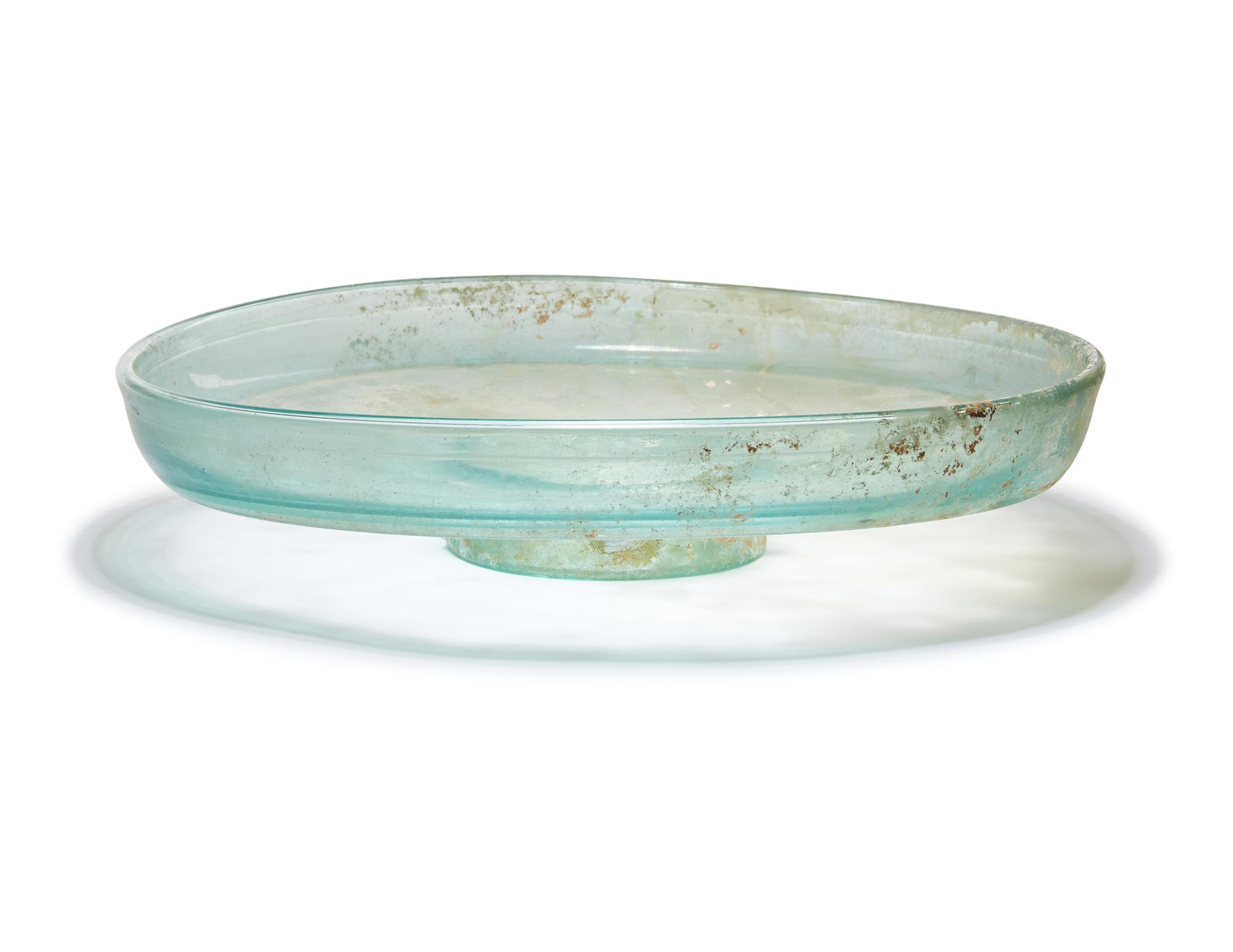 Three Roman Green Glass Plates