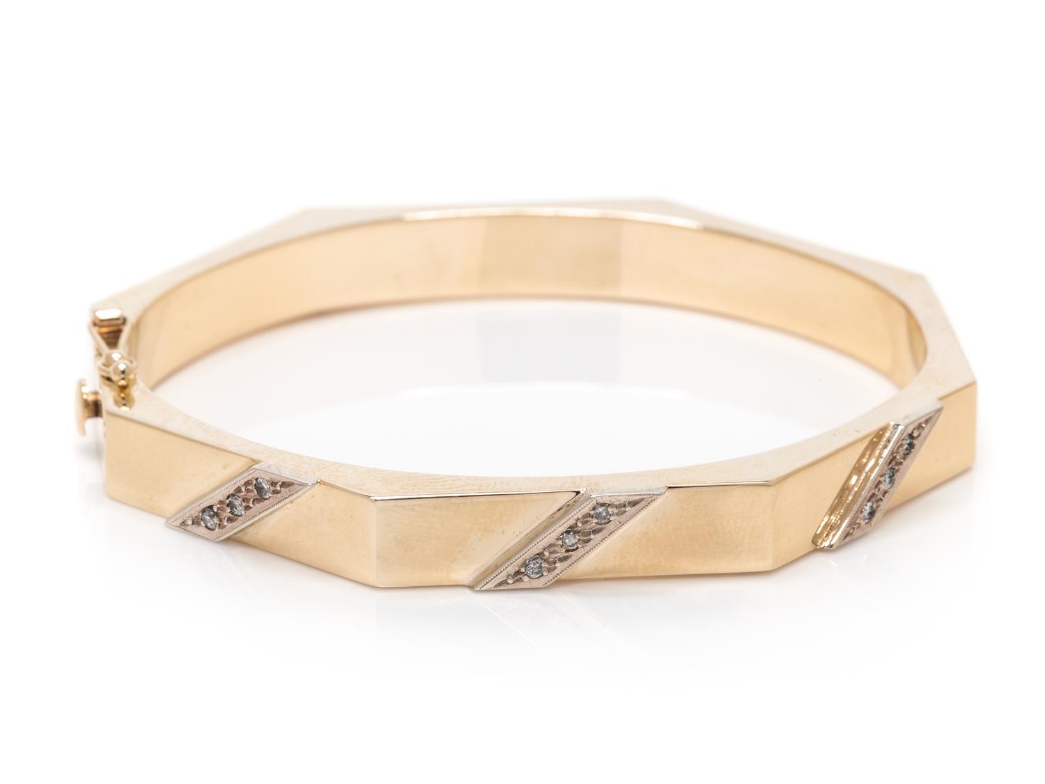 YELLOW GOLD AND DIAMOND BANGLE BRACELET