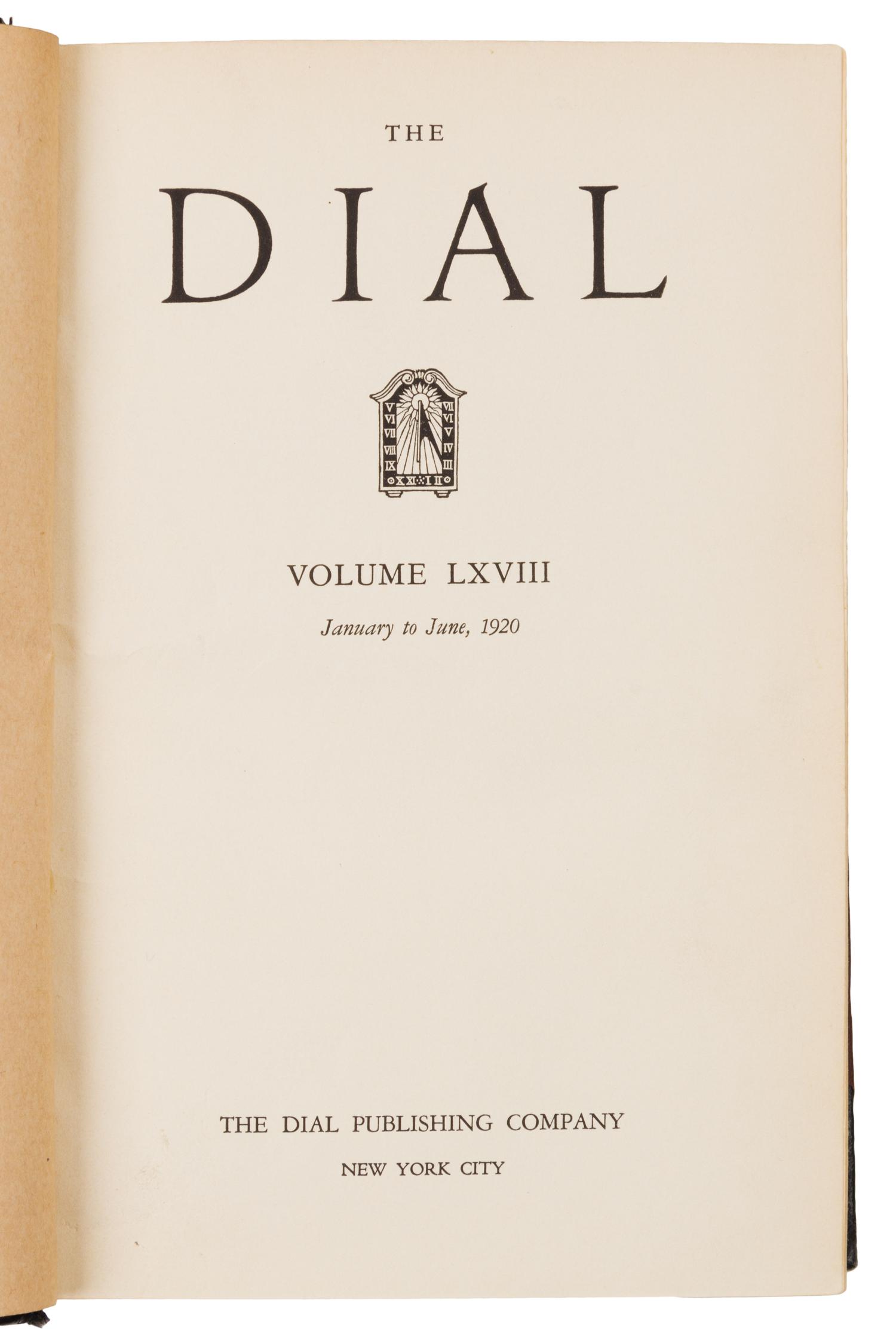 [LITERARY CRITICISM]. The Dial. Volumes 68-86, January 1919- December 1929. New York: The Dial Publishing Company, 1919-1929.
