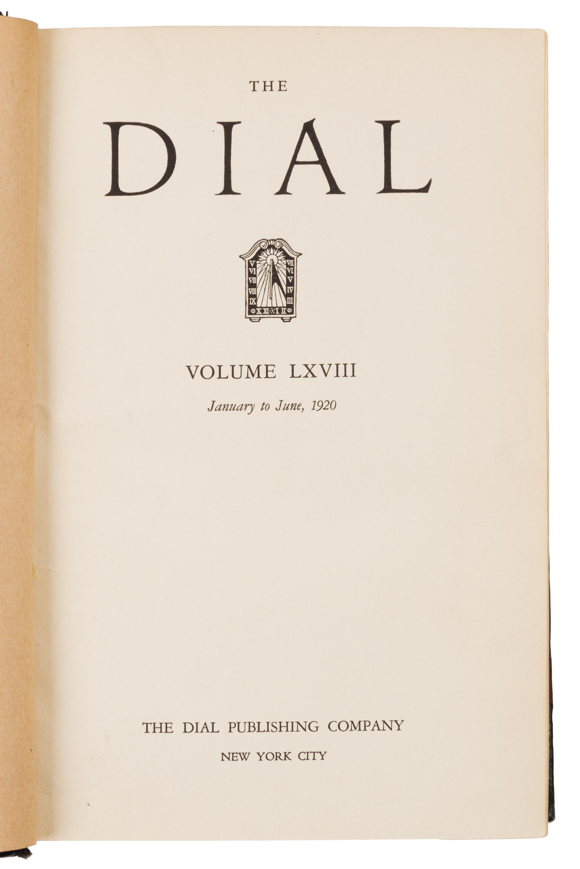 [LITERARY CRITICISM]. The Dial. Volumes 68-86, January 1919- December 1929. New York: The Dial Publishing Company, 1919-1929.