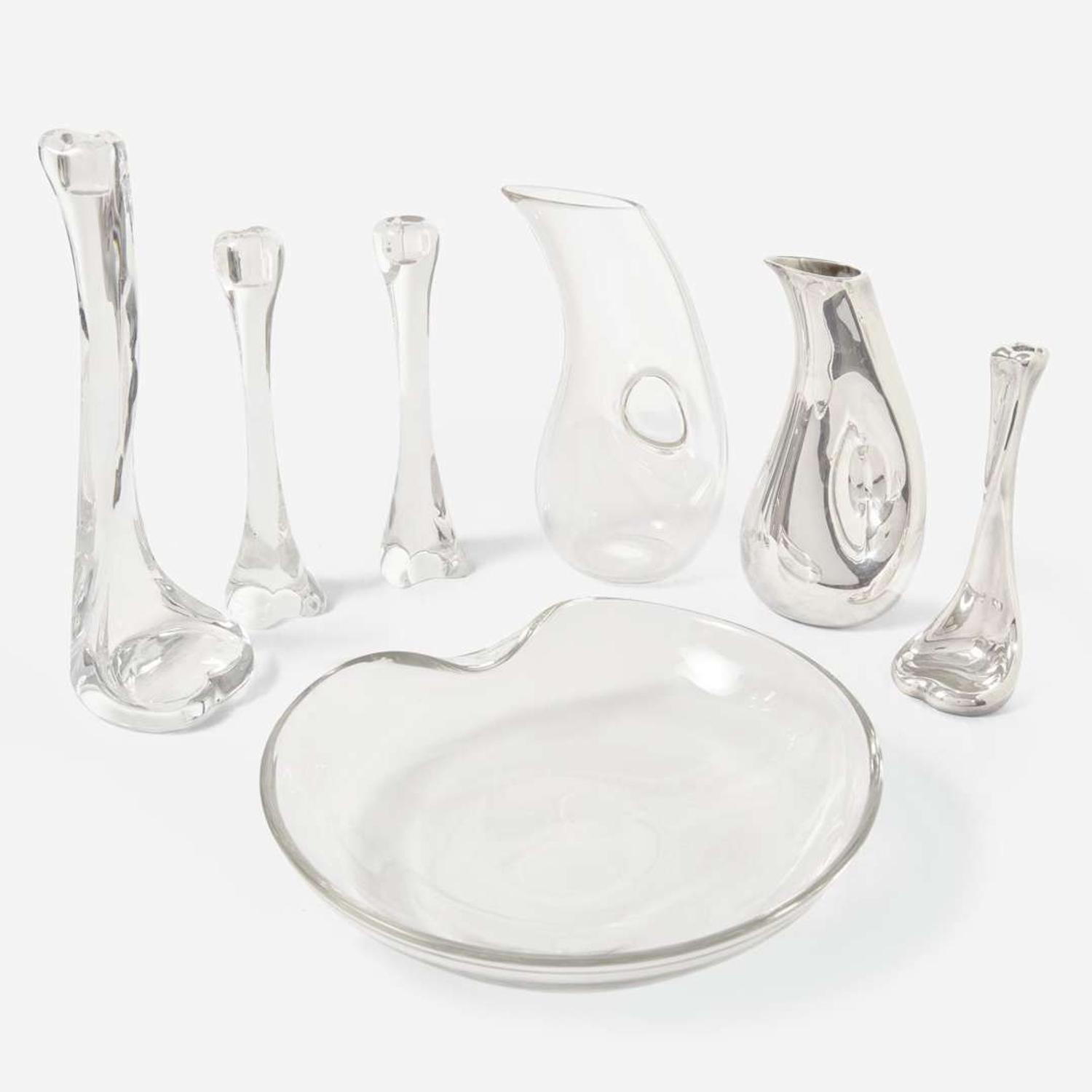 Elsa Peretti (Italian, 1940-2021) Collection of Glass and Sterling Silver Items for Tiffany & Co., Spain, Belgium, and Italy, circa 1970s-1990s