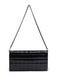 Chanel Chocolate Bar Wallet On Chain in Black Patent Leather