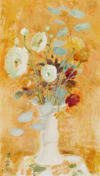 Le Pho 黎譜 (French/Vietnamese, 1907-2001) — Les Renoncules, Fond Jaune , c. 1976