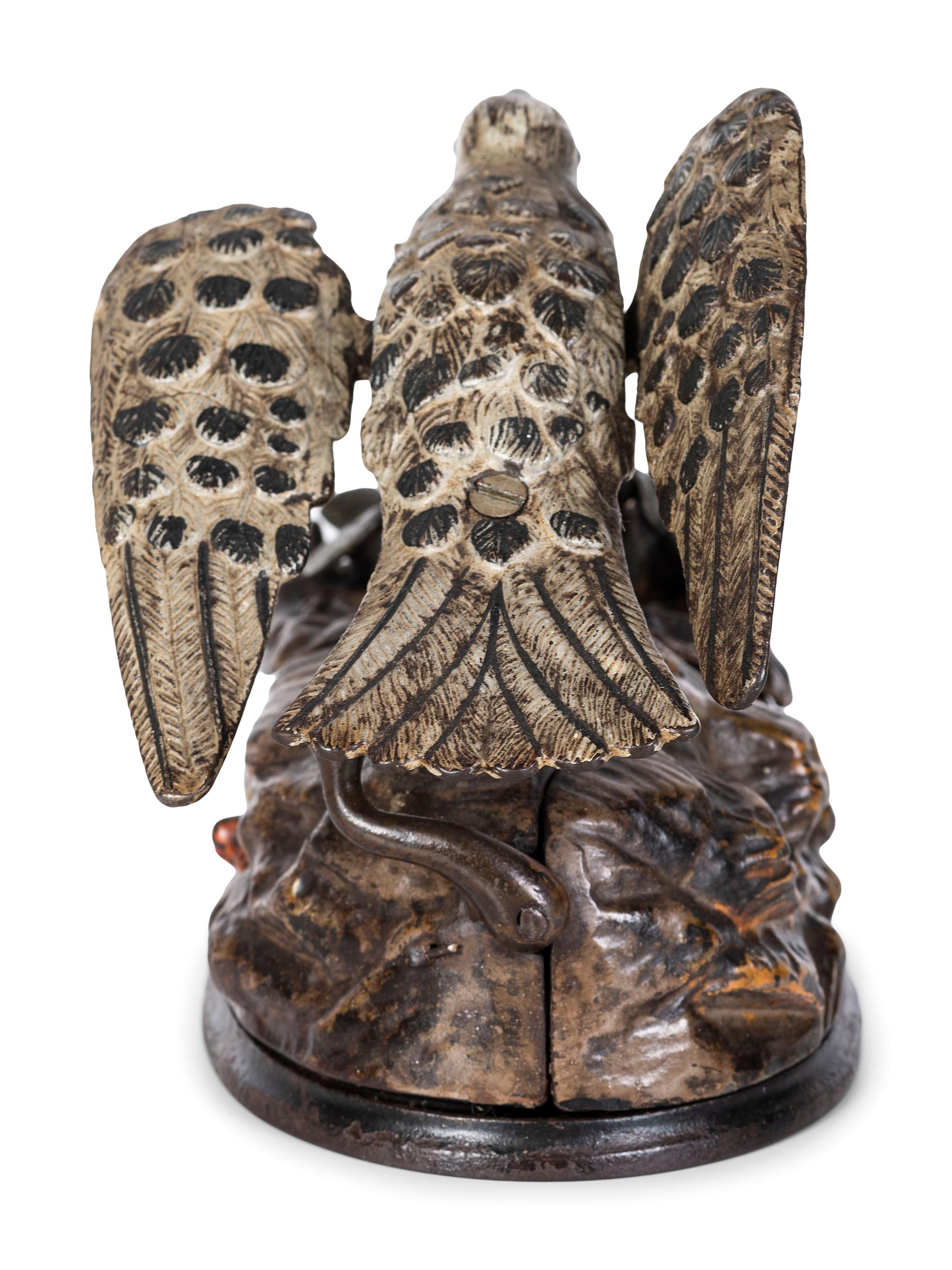 A J. and E. Stevens 'Eagle and Eaglets' Cast Iron Mechanical Bank