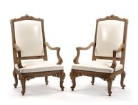 A Pair of Regence Style Carved Fauteuils Height 48 1/2 inches. — 19TH CENTURY