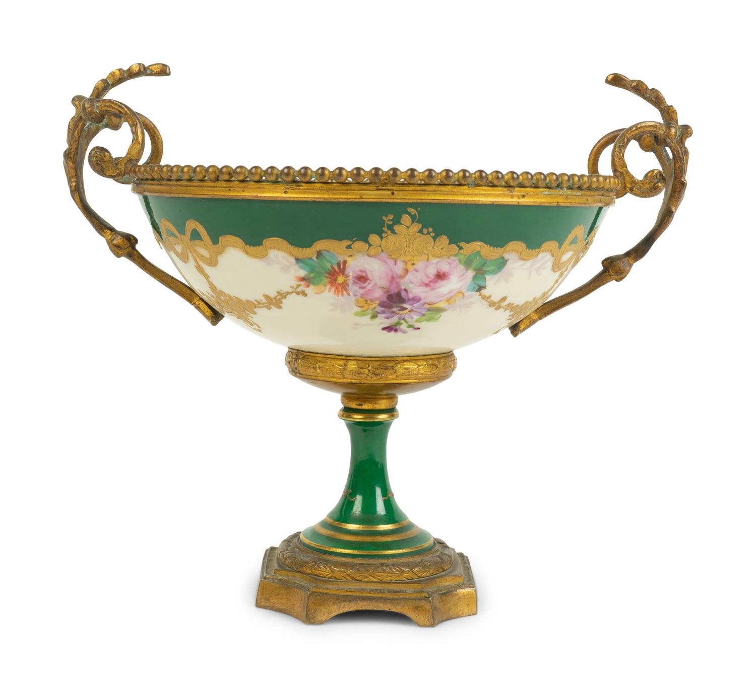 A Sèvres Style Gilt Bronze Mounted Porcelain Footed Bowl — 19TH CENTURY