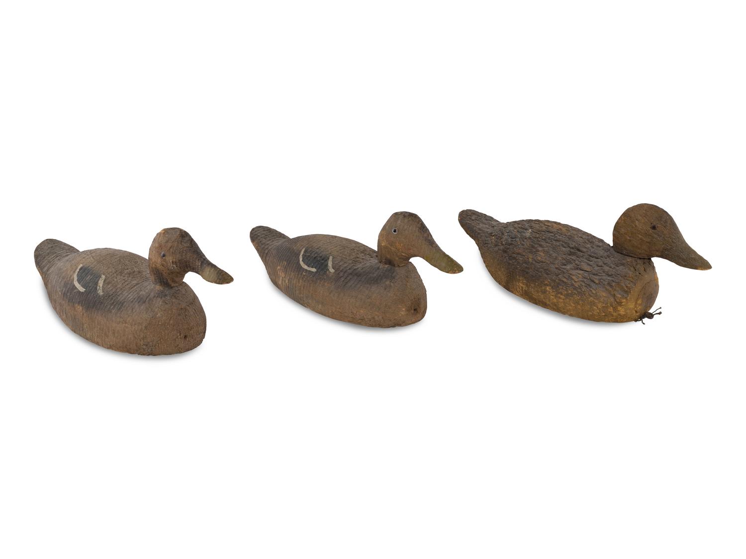 Three Wood Mallard Decoys