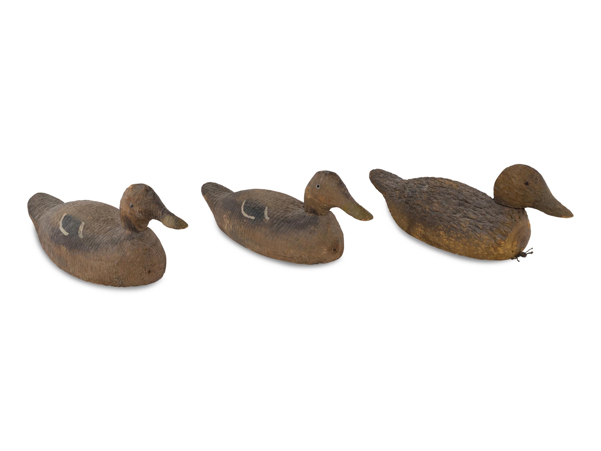 Three Wood Mallard Decoys