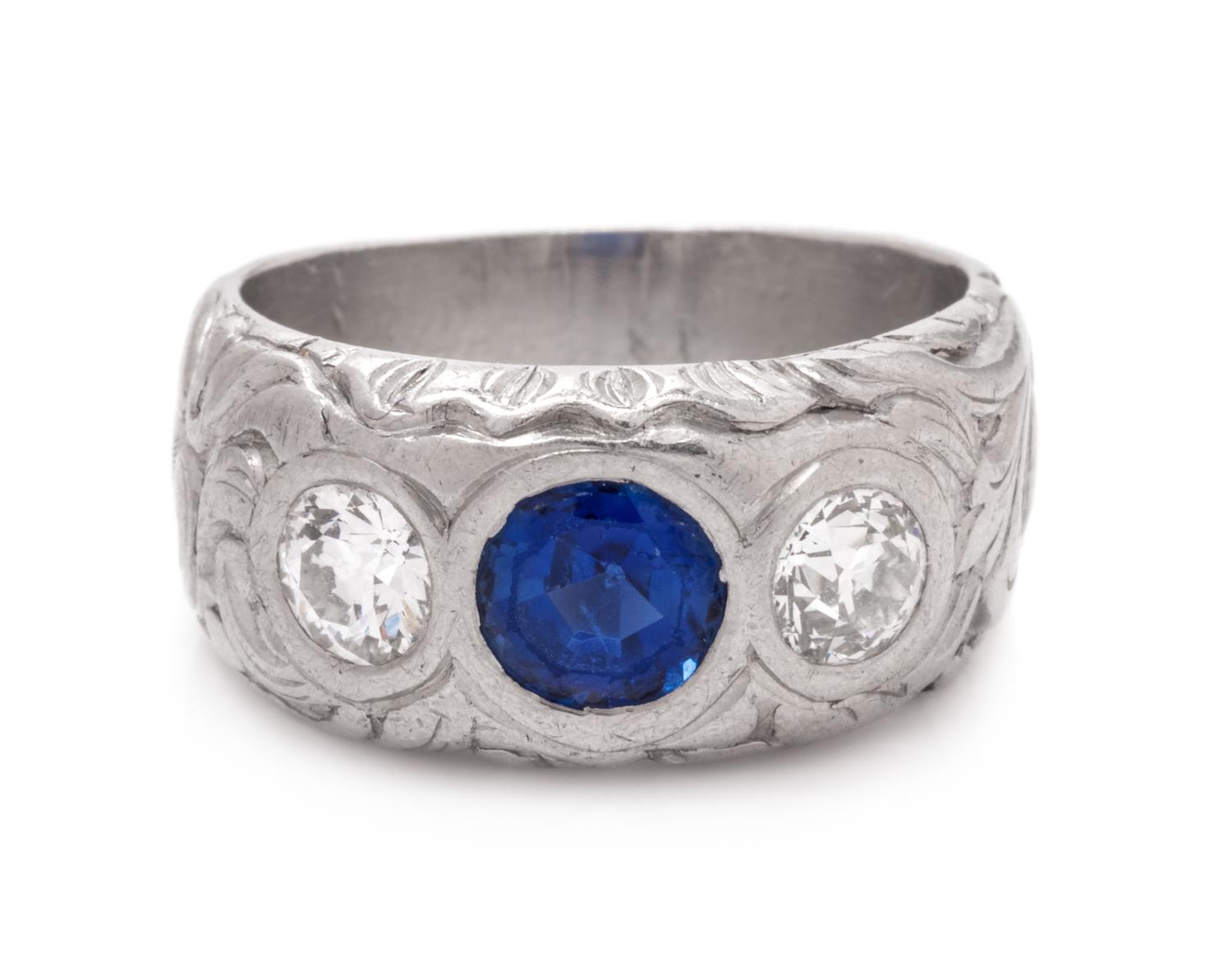 An Antique Platinum, Sapphire, and Diamond Ring, Bailey Banks & Biddle,