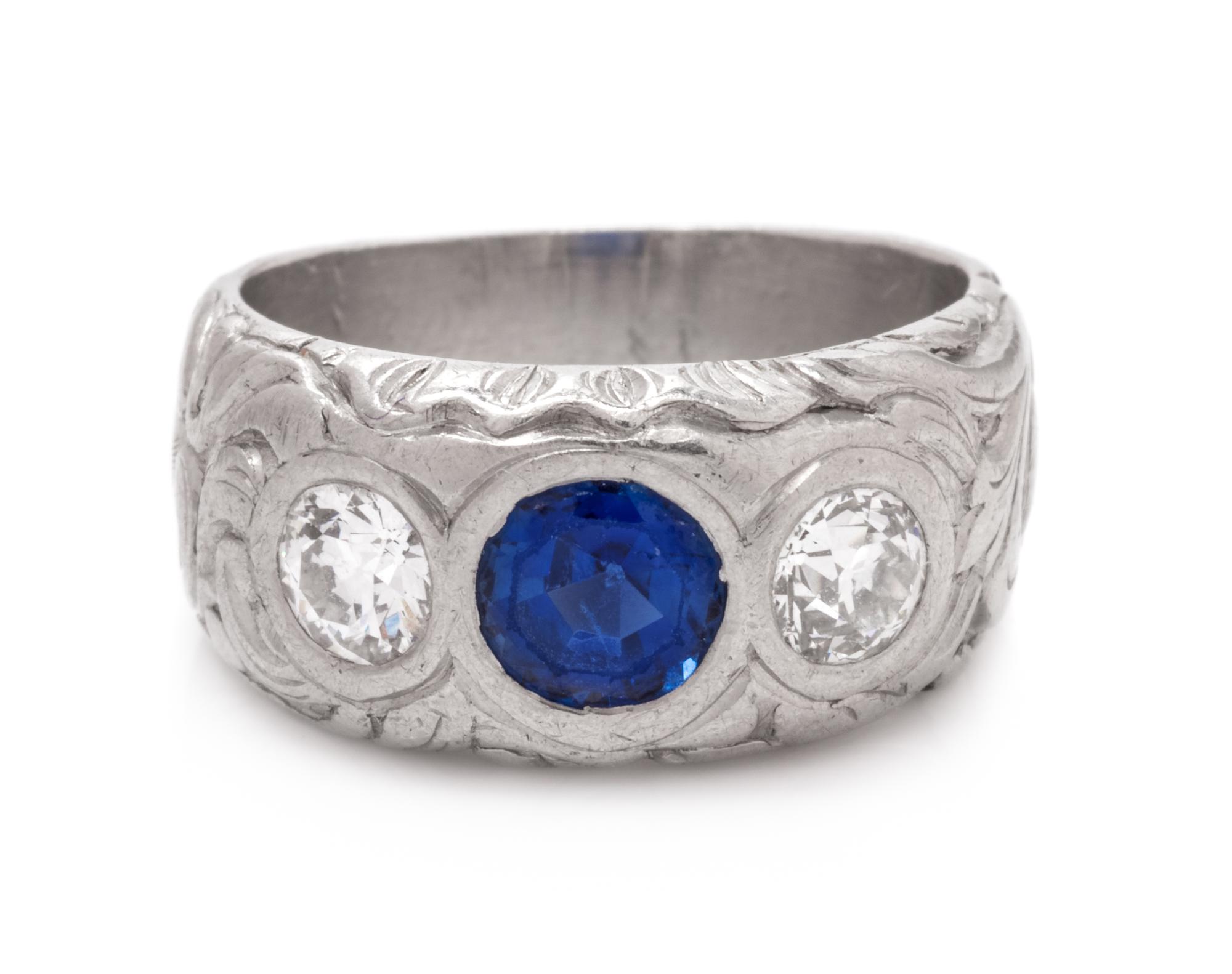 An Antique Platinum, Sapphire, and Diamond Ring, Bailey Banks & Biddle,