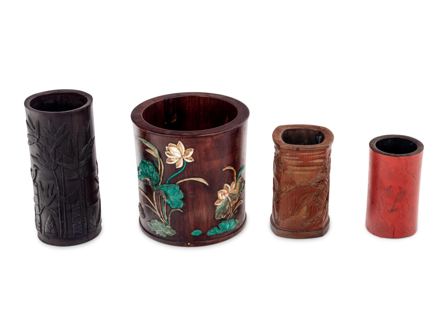 21 Chinese Lacquer and Wood Scholar's Objects