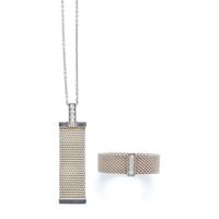 Tiffany & Co., Sterling Silver & Diamond "Somerset" Mesh Band & Pendant