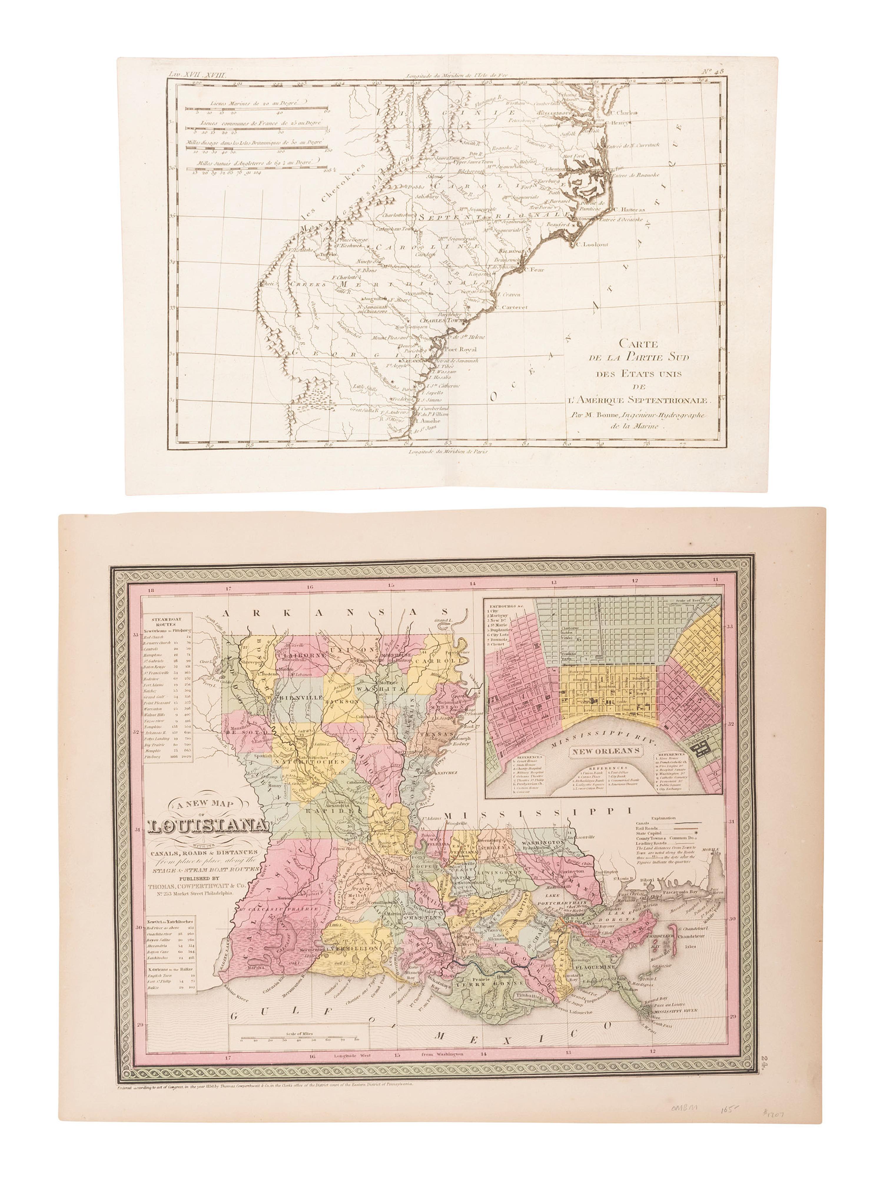 [MAPS - LOUISIANA - WAR OF 1812]. Maps of Louisiana, incl. Battle of New Orleans battle site map.