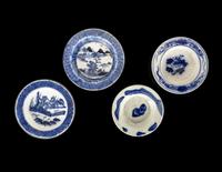 Four Large Chinese Blue and White Porcelain Teapots