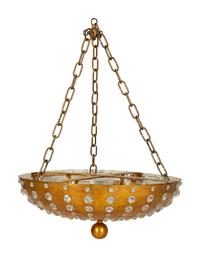 A Pair of French Gilt Metal and Cut Glass Plafonniers