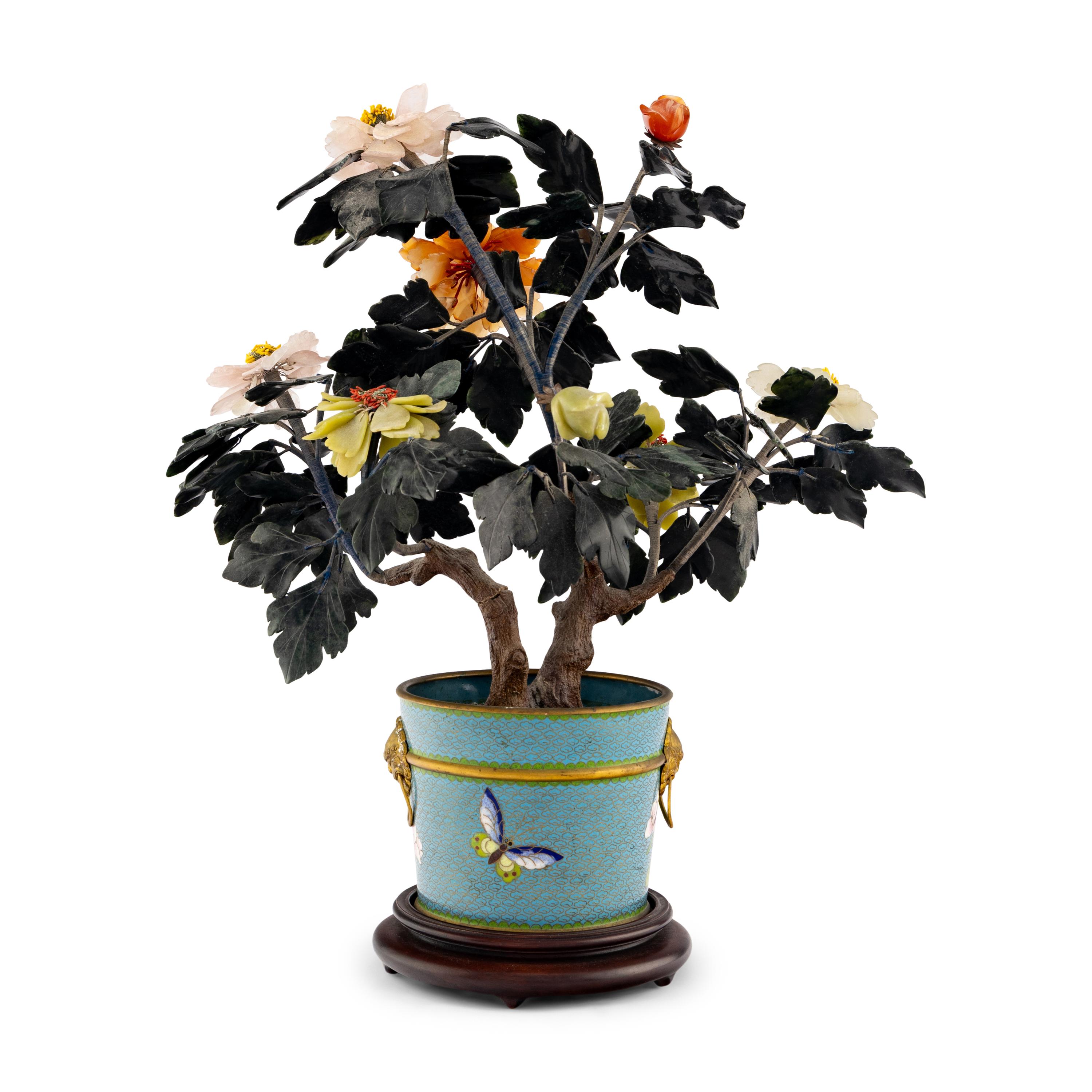 A Cloisonné and Hardstone Model of a Tree