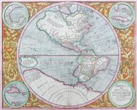 (MAP) MERCATOR. America Sive India Nova. Amsterdam, c. 1633. Engraved hemisphere map with hand-coloring, inset maps.