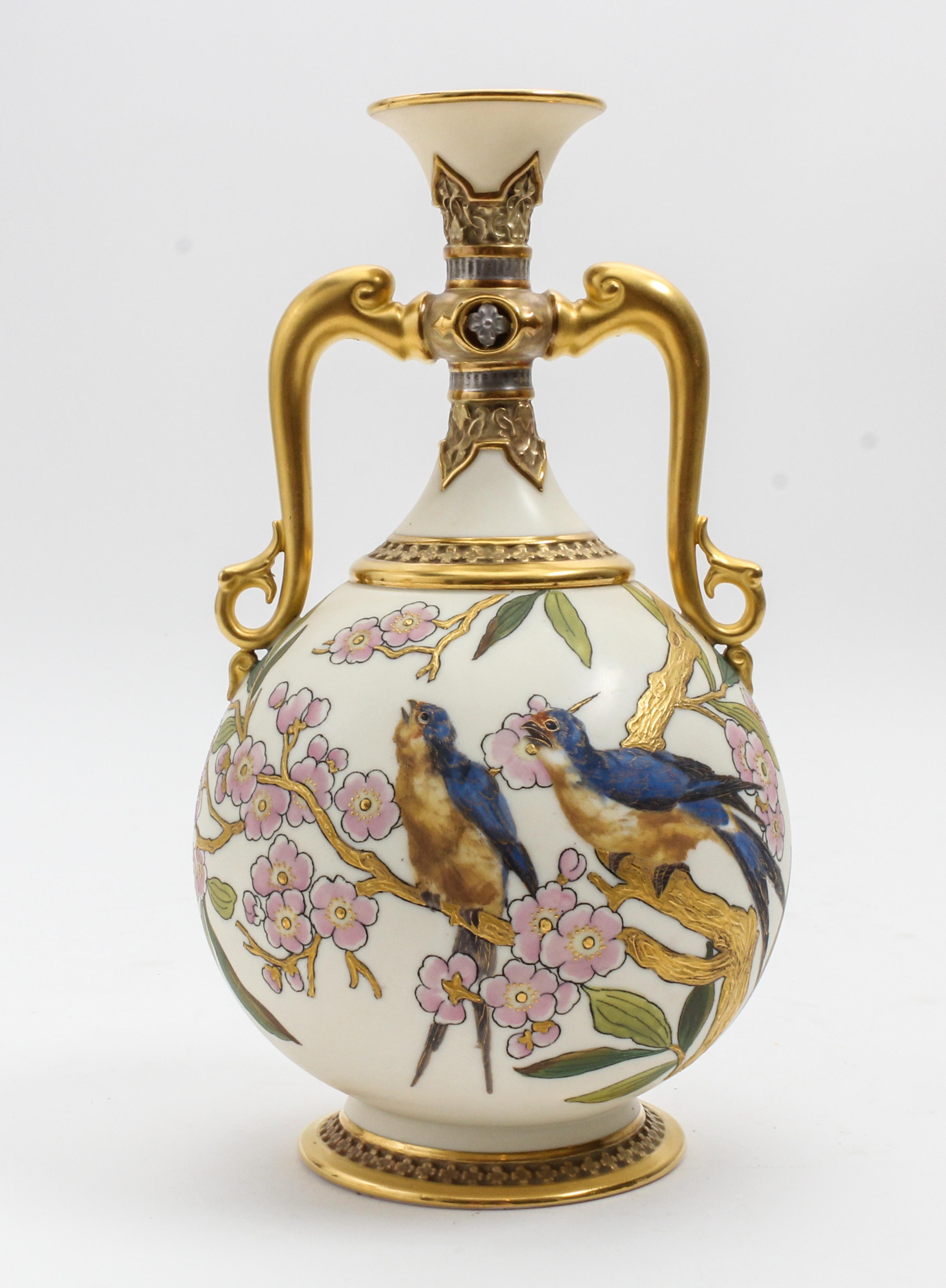 A Royal Worcester Porcelain Vase Height 11 inches. — 1881