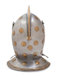 A Group of Four Pressed Metal Armor Helmets