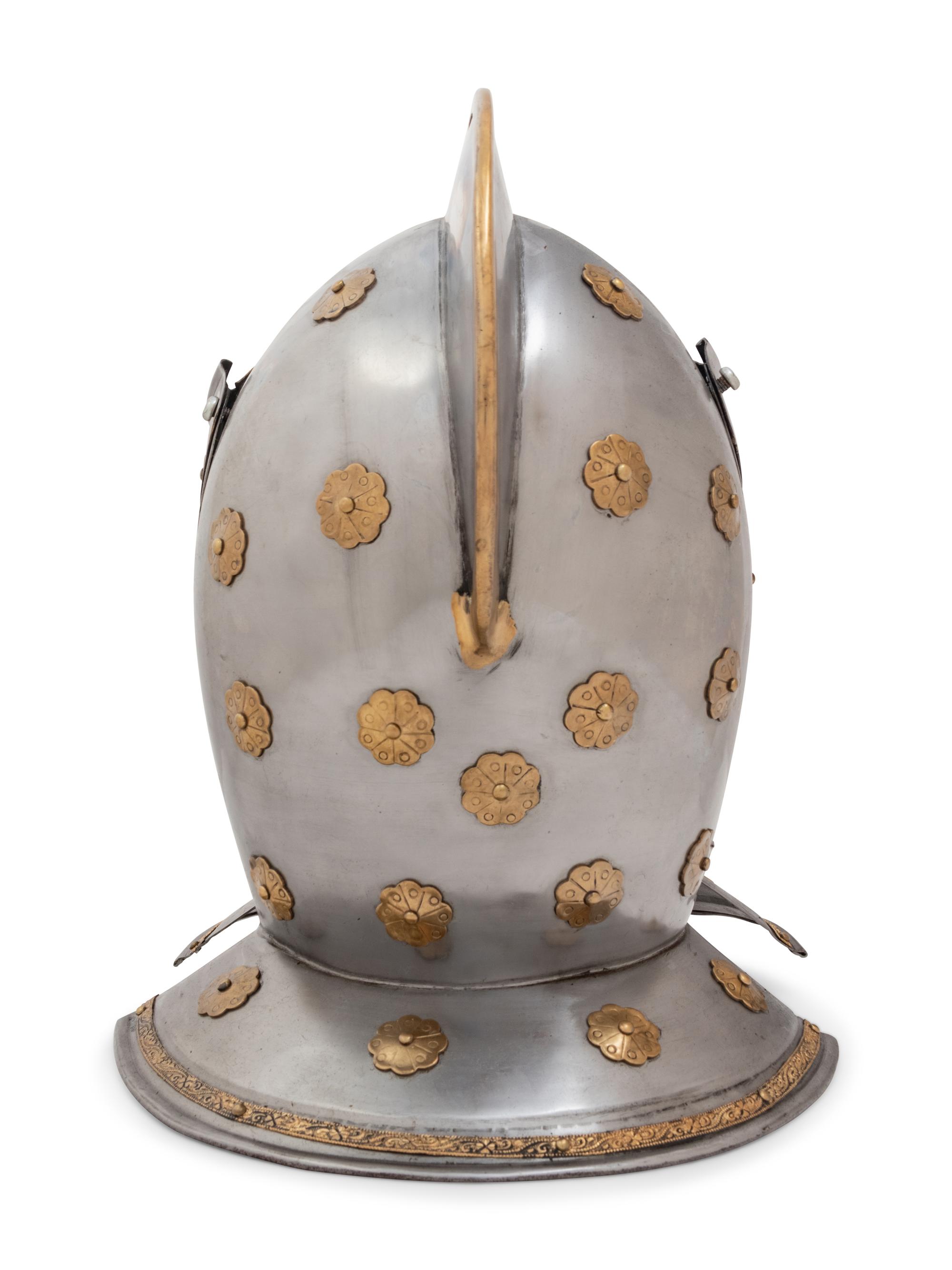 A Group of Four Pressed Metal Armor Helmets
