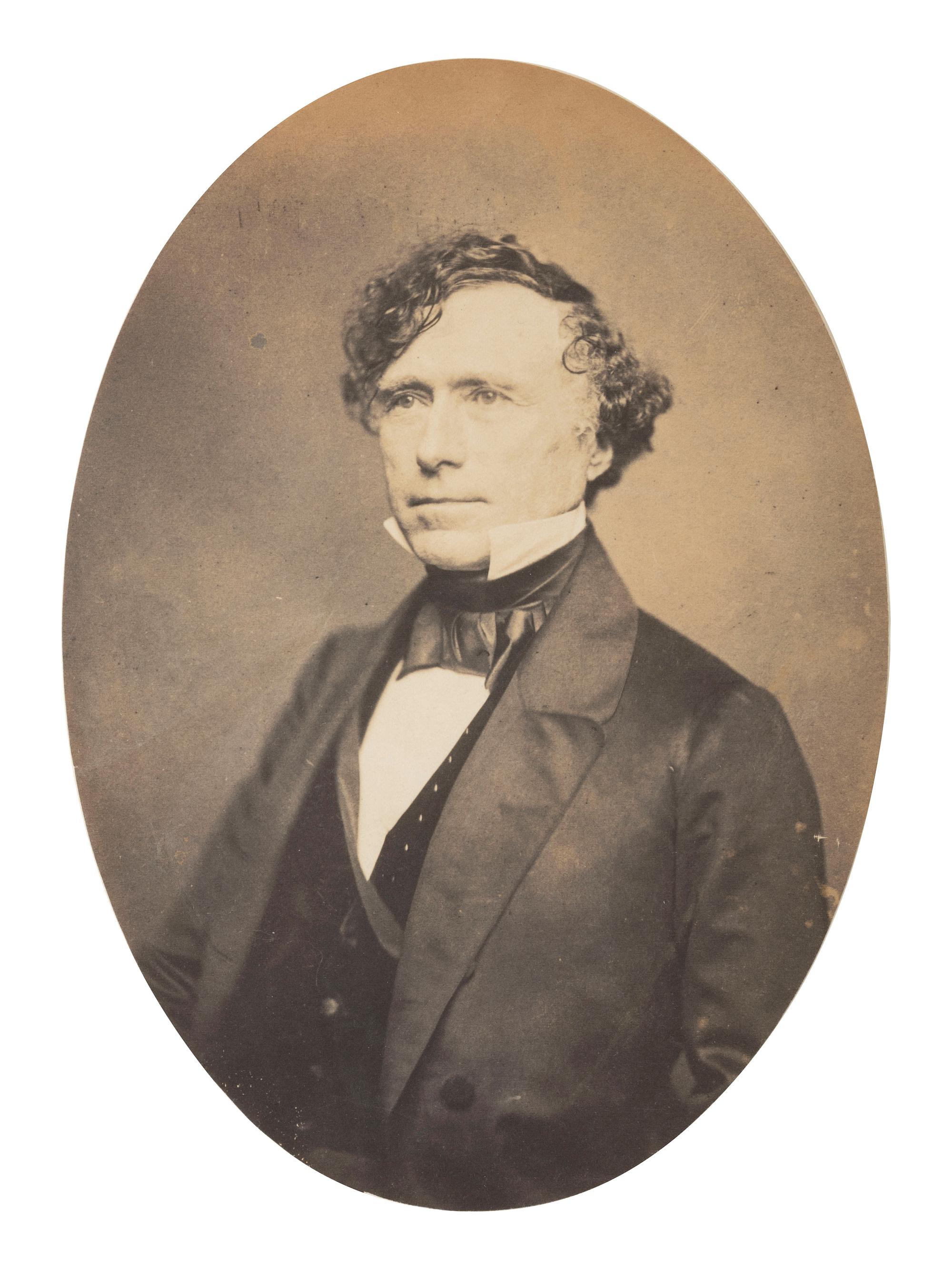 US Presidents [PIERCE, FRANKLIN (1804-1869)]. Salt print portrait ca 1858 and ALS ("Fr. Pierce"). Concord, NH. 29 June 1852.