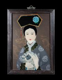 Three Chinese Reverse Glass Paintings