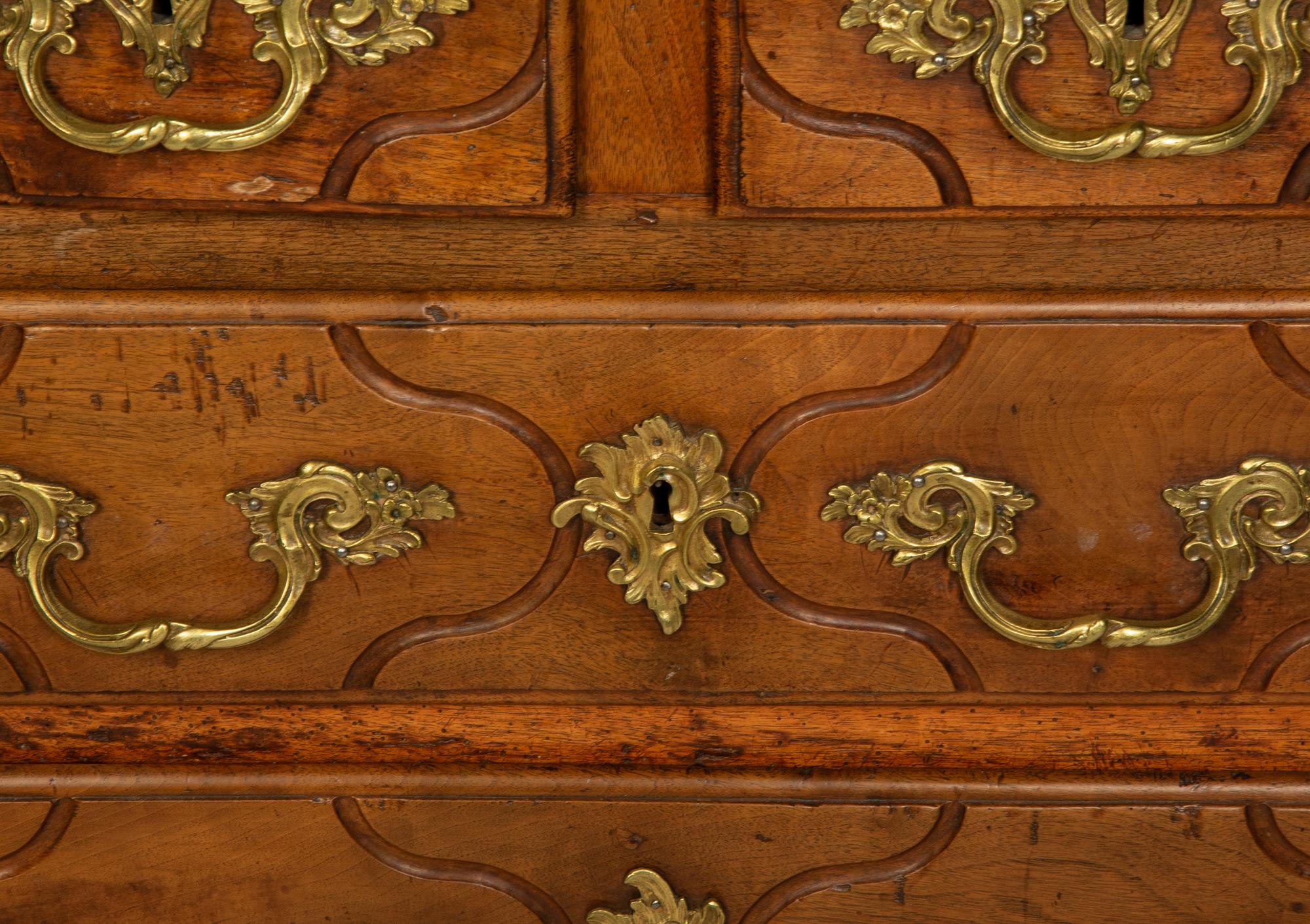 A Régence Walnut Marble-Top Side Commode
