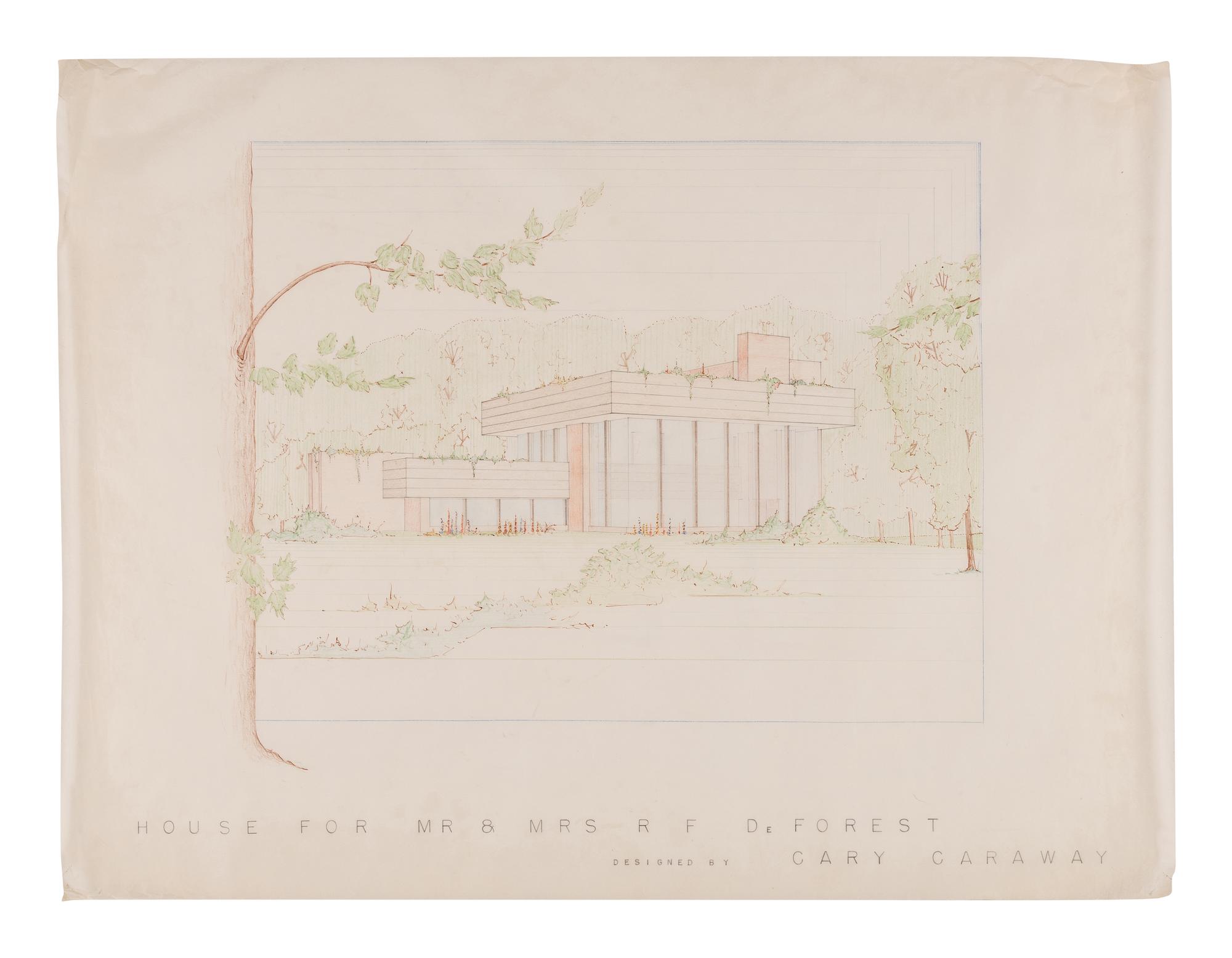 CAREY, Jesse Claude "Carey" (1917-1994). A group of original architectural drawings, blue prints, and plans, comprising drawings and printed plans of: