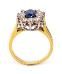 A Bicolor Gold, Sapphire and Diamond Ring,