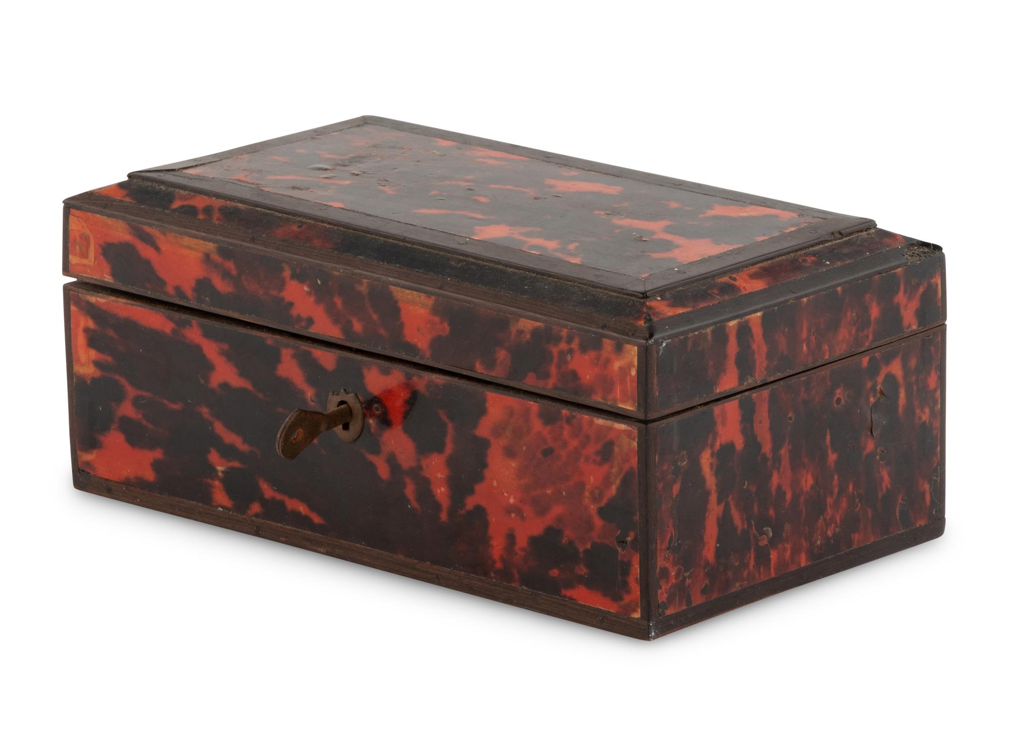 An English Red Tortoise Shell Tea Caddy