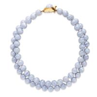EMIS BEROS, BLUE LACE AGATE BEAD NECKLACE