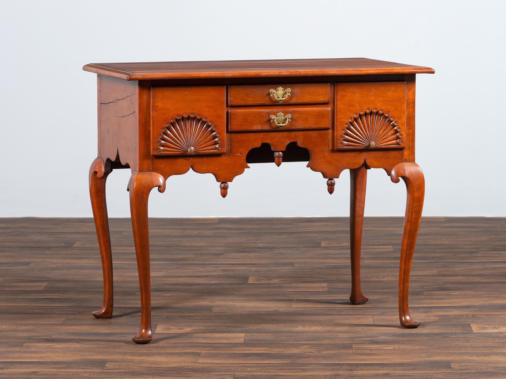 A Queen Anne Fan Carved Cherrywood Dressing Table