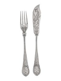 A Russian Silver Fish Service